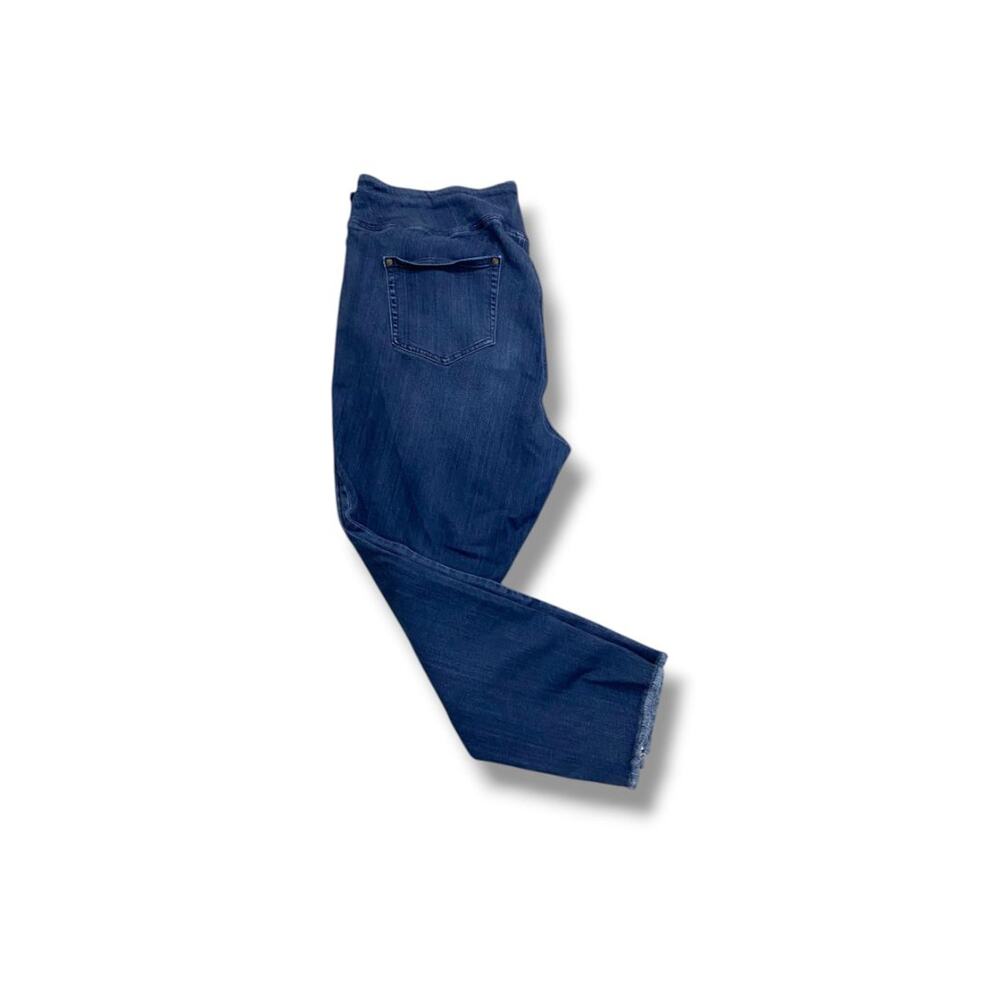 22WP Belle Kim Gravel Petite Womens Plus Size Jeggings Raw Hem Pull On Jeans
